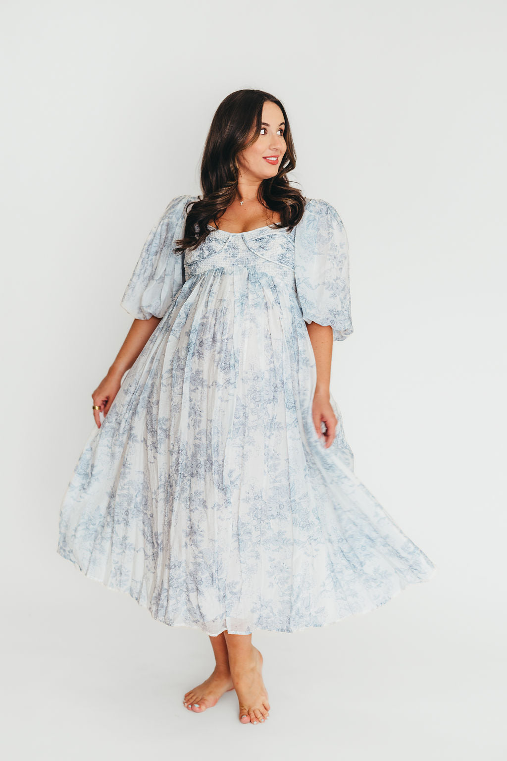 Harlow Maxi Dress in Light Blue Floral - Bump Friendly and Size Inclusive (S-3XL)