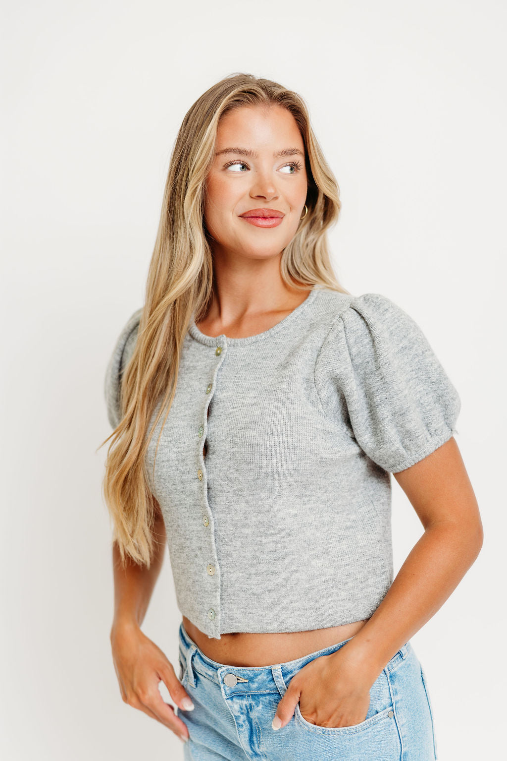 トップス Herlipto Cropped Puff Sleeve Knit Top Milly Linen Puff Sleeve Crop Top