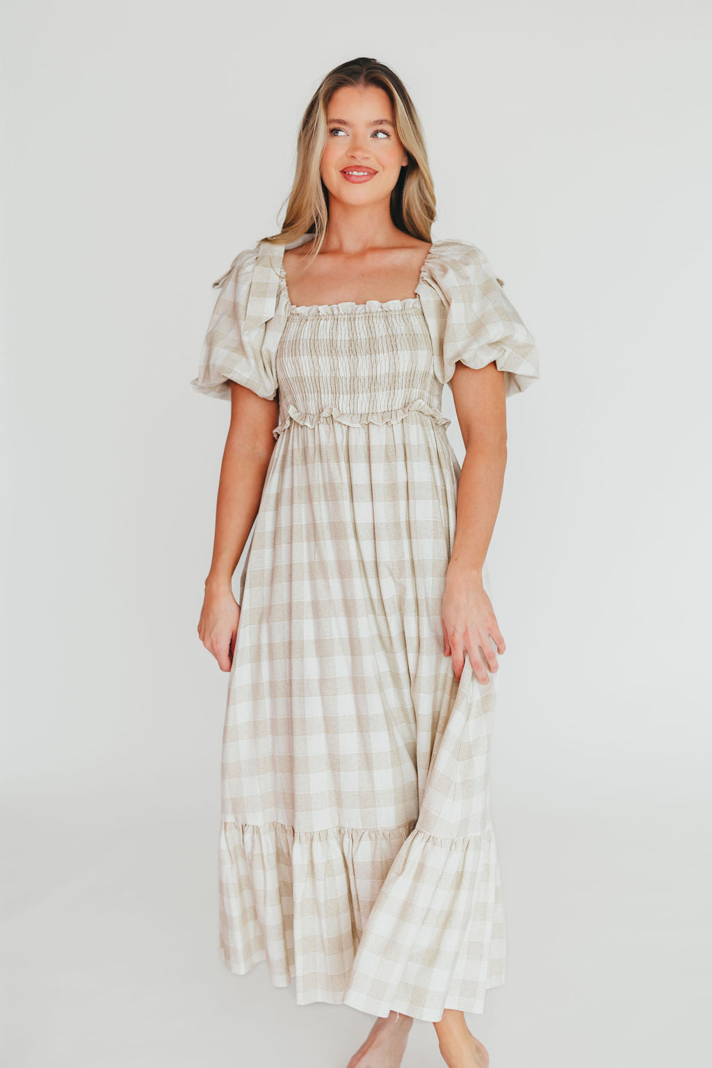 Addyson Maxi Dress in Natural Multi - Cotton/Linen Blend