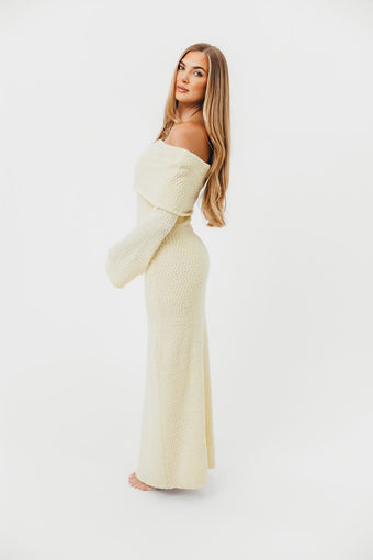Nora Knit Maxi Dress in Butter Yellow - Bump Friendly