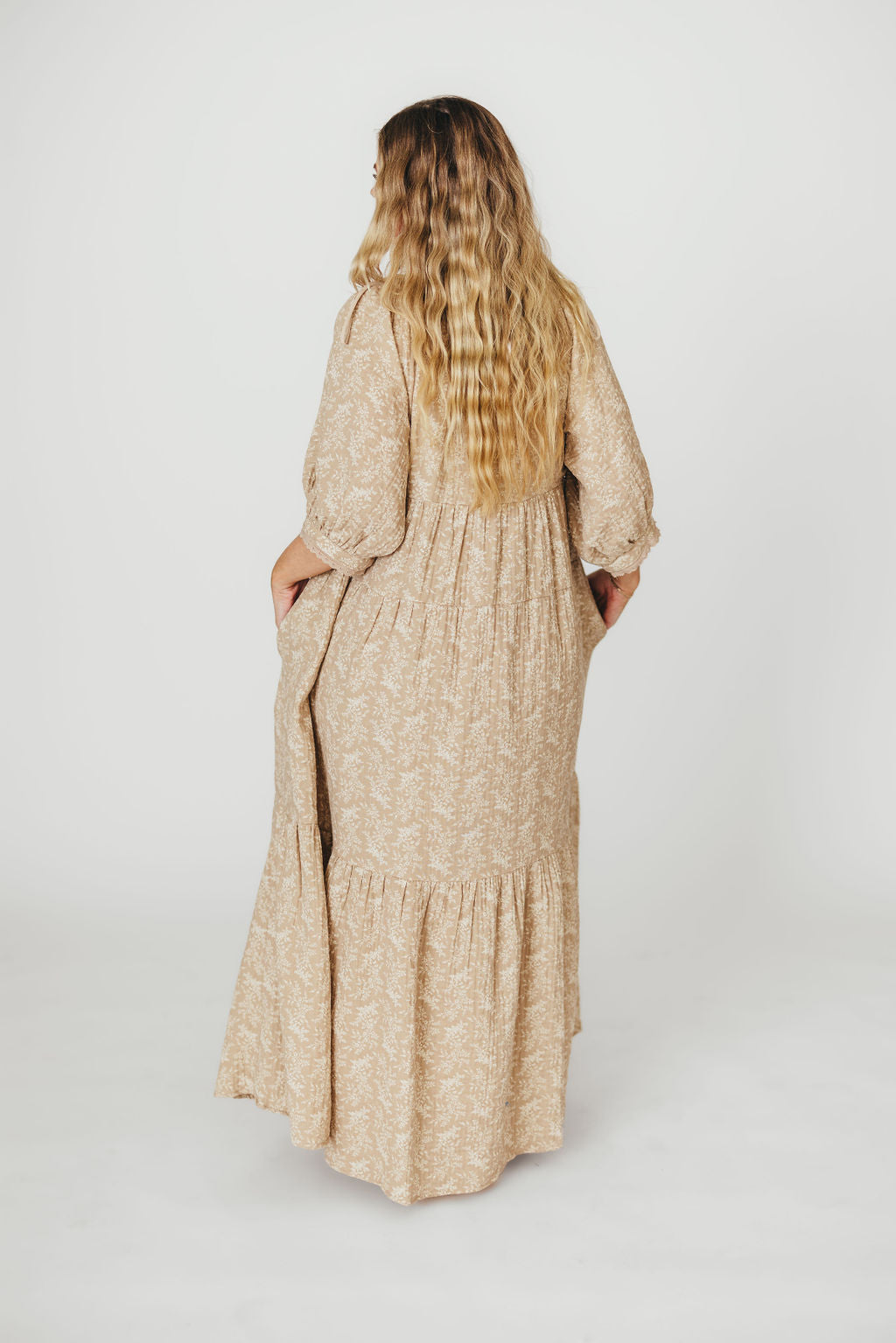 Peyton 100% Cotton Maxi Dress in Mocha Floral - Bump Friendly (XS