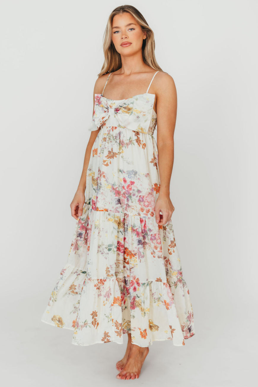 Cecile Bow Front Maxi Dress in Cream/Multi Floral – Worth Cecile Bow Front Maxi Dress in Cream/Multi Floral – Worth