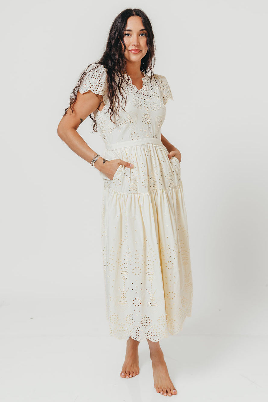 Betsy Eyelet Embroidered Maxi Dress in Ivory – Worth Collective
