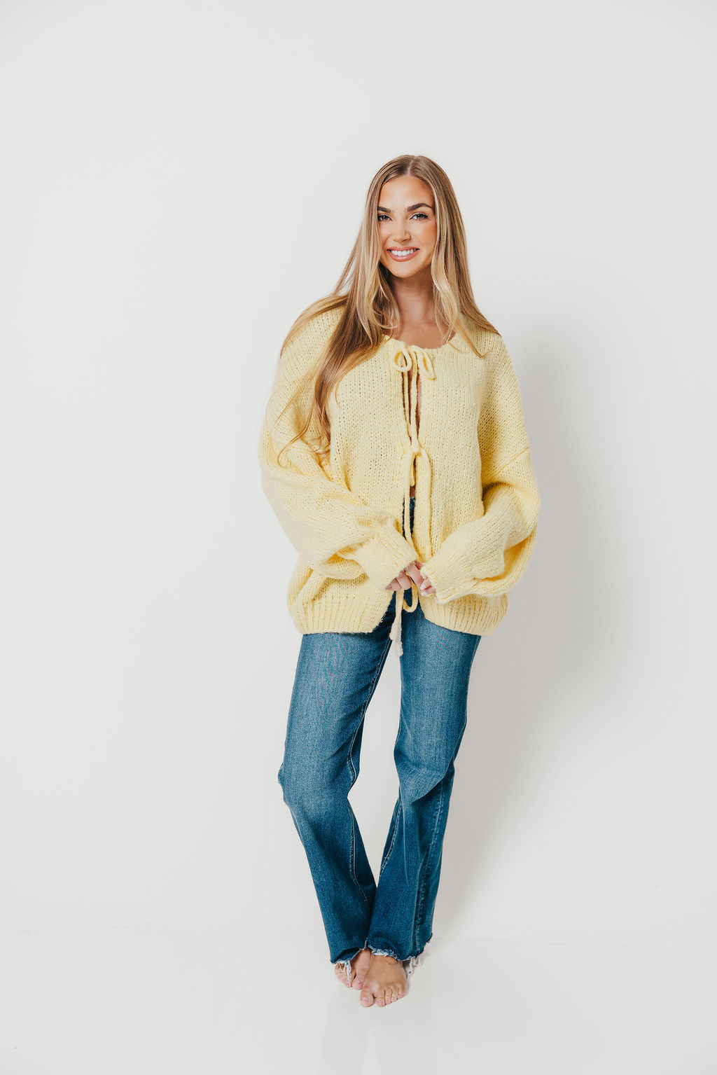 トップス GOLDEN  KNIT CARDIGAN Janine Tie Front Cardigan in Yellow – Worth Collective
