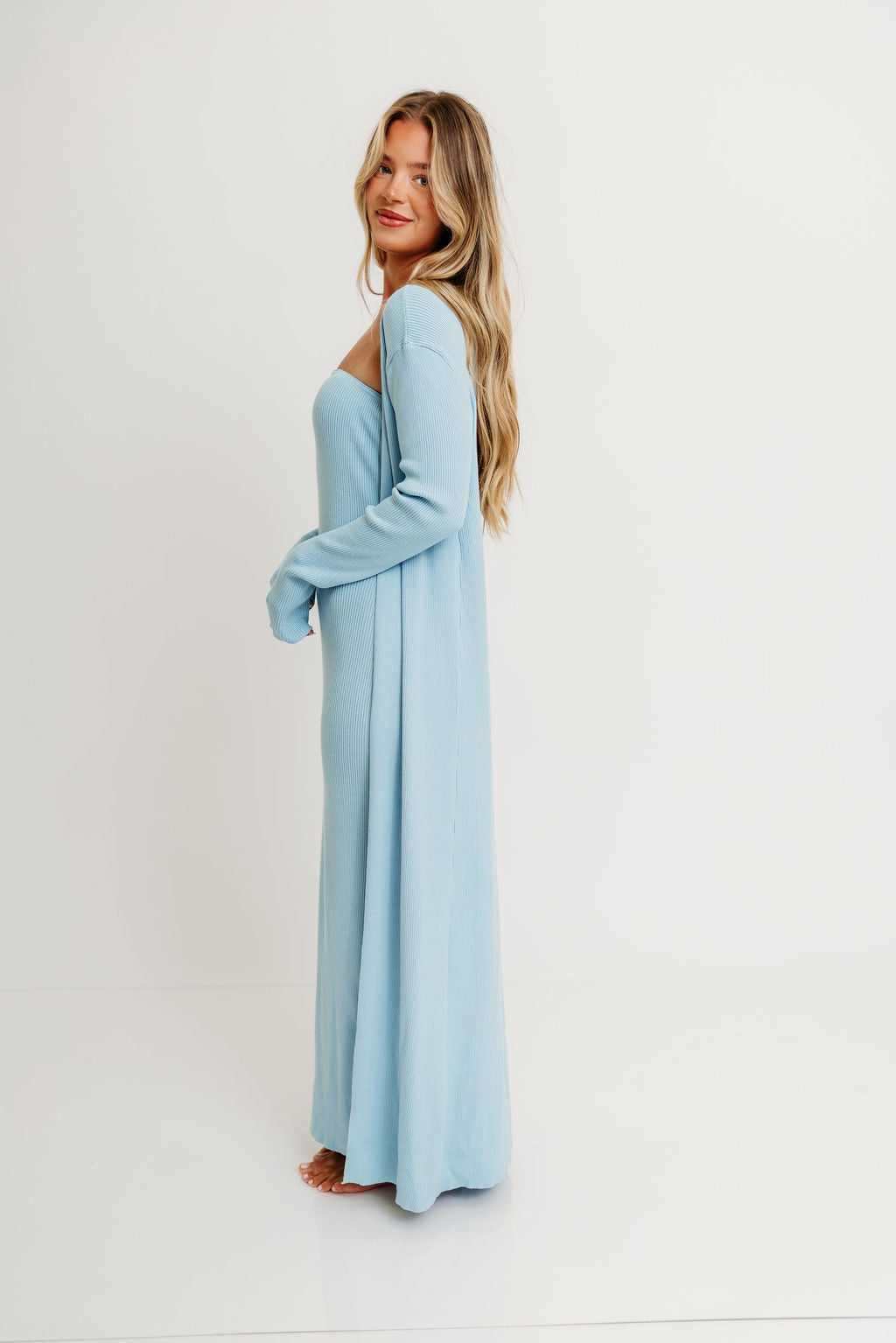 Lina Two Piece Dress Set in Dusty Blue - Bump Friendly *6/2 PRE-ORDER* X-Large Lina Two Piece Dress Set in Dusty Blue - Bump Friendly *6/2 PRE-ORDER* X-Large