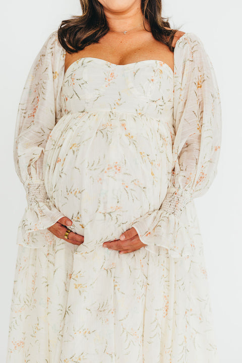 Delilah Maxi Dress with Train in Peach - Bump Friendly (XS-3XL) main image 0