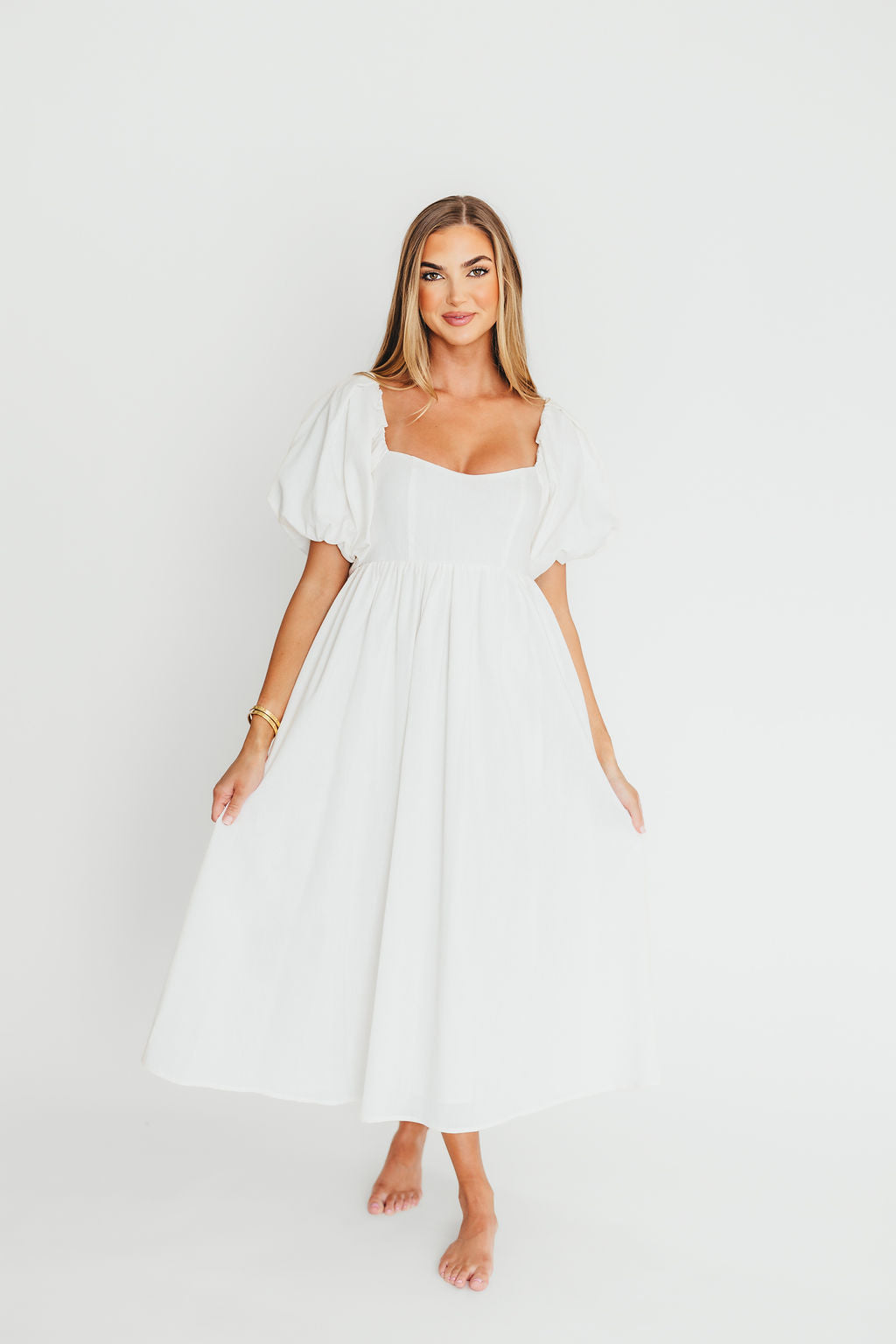 Hamilton Midi Dress in Off-White - Bump Friendly (S-2XL)
