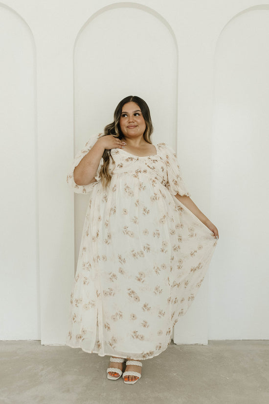 Harlow Maxi Dress in Natural Plaid - Bump Friendly