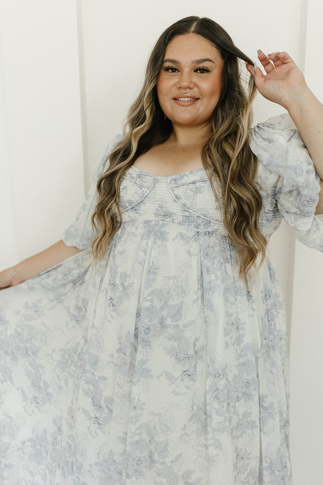 Harlow Maxi Dress in Light Blue Floral - Bump Friendly and