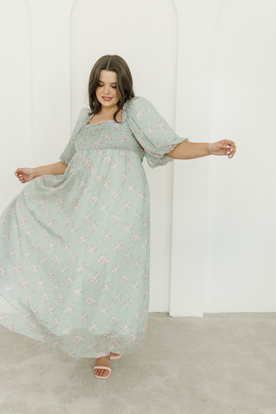 Melody Maxi Dress in Turquoise Floral - Bump Friendly & Inclusive Sizing (S-3XL)