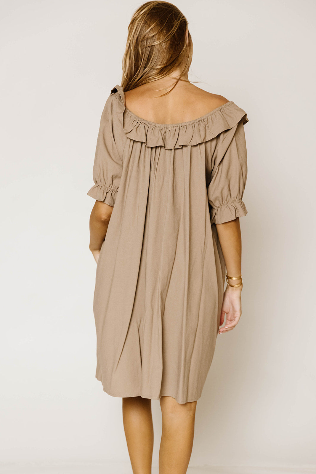 Betty Mini Dress in Taupe - Bump Friendly (Seasonal Dress- Limited