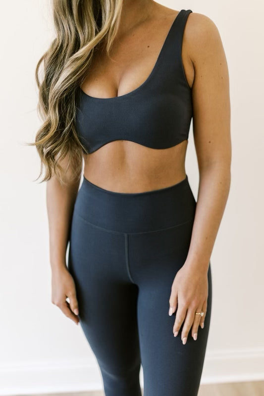 Worth the Label High-Waisted Brushed Legging in Charcoal