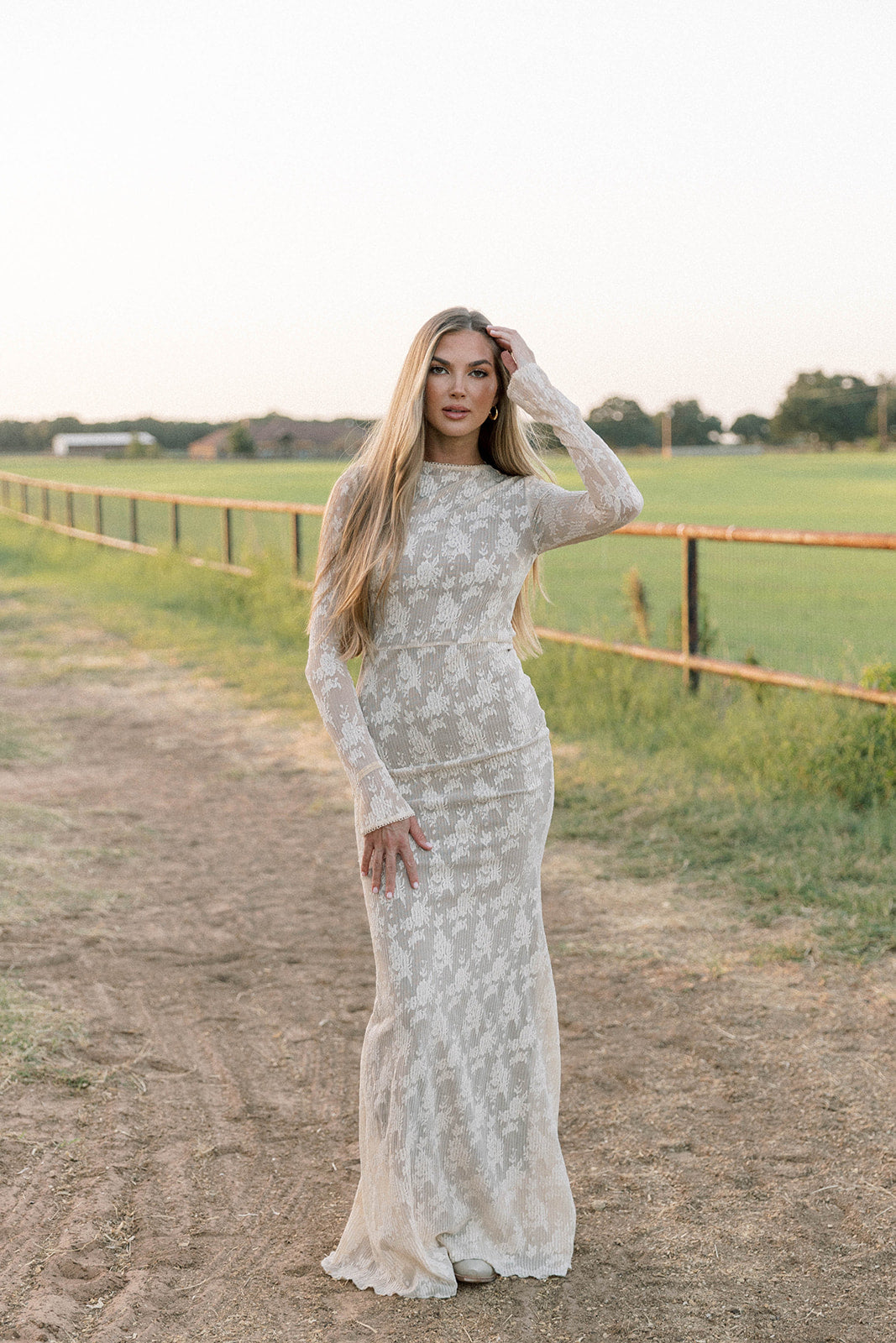 long sleeve lace cream dress Seraphine Lace Maxi Dress in Cream