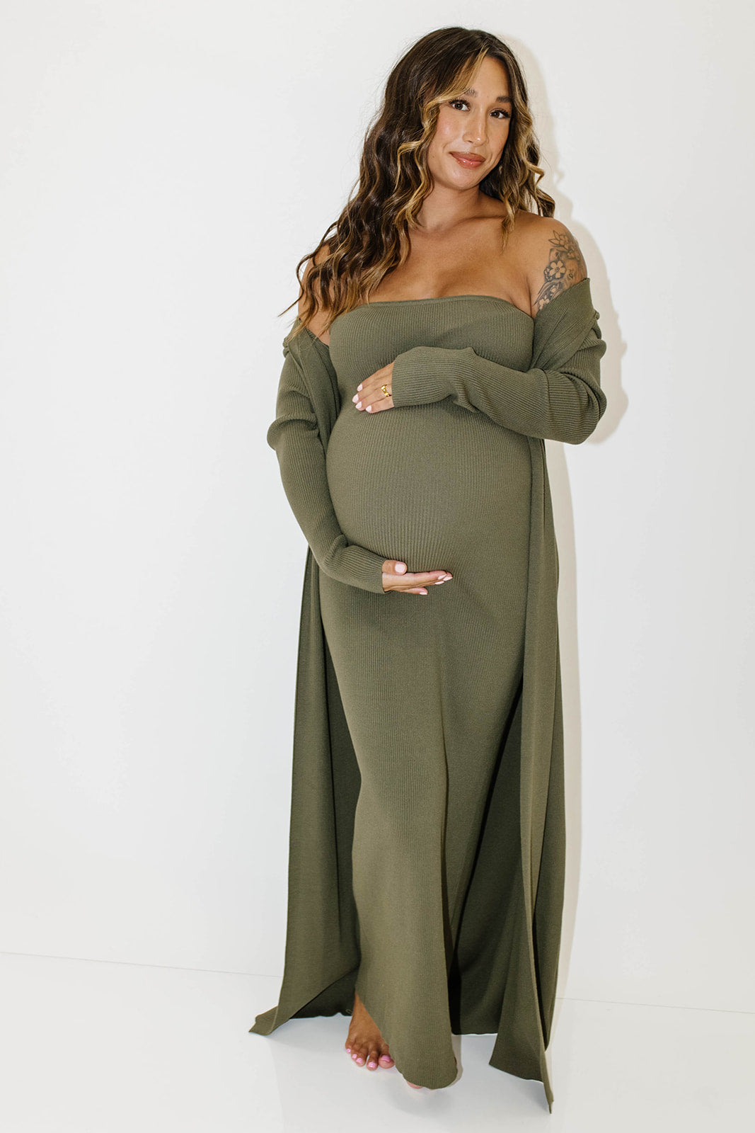 Lina Two Piece Dress Set in Dusty Olive - Bump Friendly – Worth
