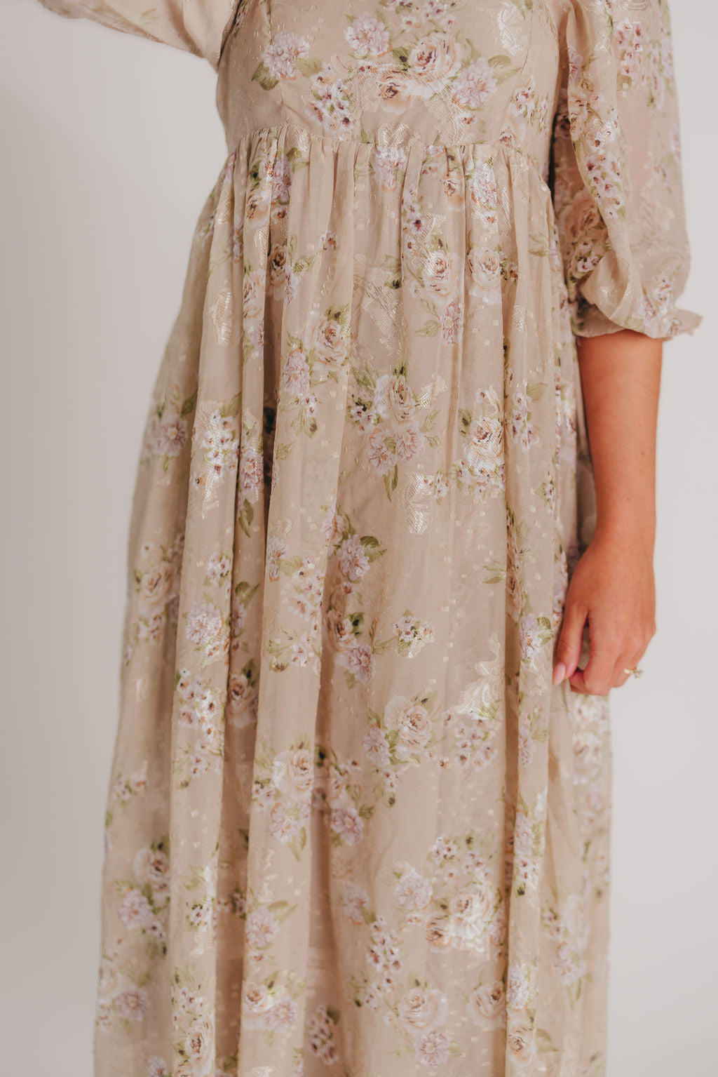 Mona Maxi Dress in Beige/Brown Floral - Bump Friendly - Inclusive Sizing (S-2X) *LOW QUANTITIES