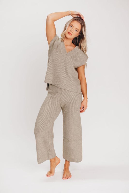 The Anna Sweater Vest Top and Pants Set in Olive