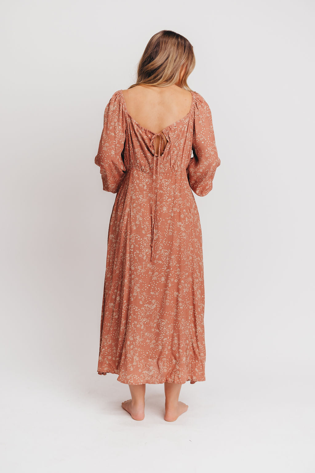 Brenna Floral Sweetheart Maxi Dress in Rosewood