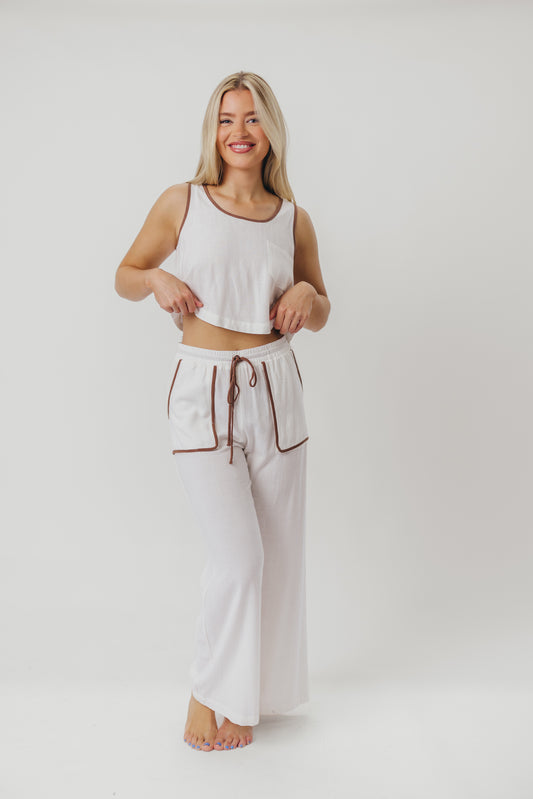 Nancy Lined Pants with Contrast Color Accents in Ivory