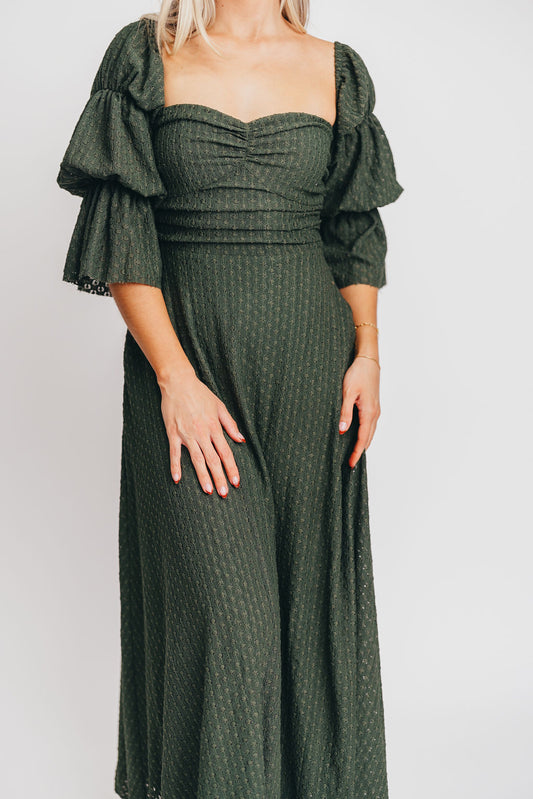 Corrine Tiered Sleeve Maxi Dress with Pockets in Hunter Green - Bump Friendly *Restocking in Next Week*