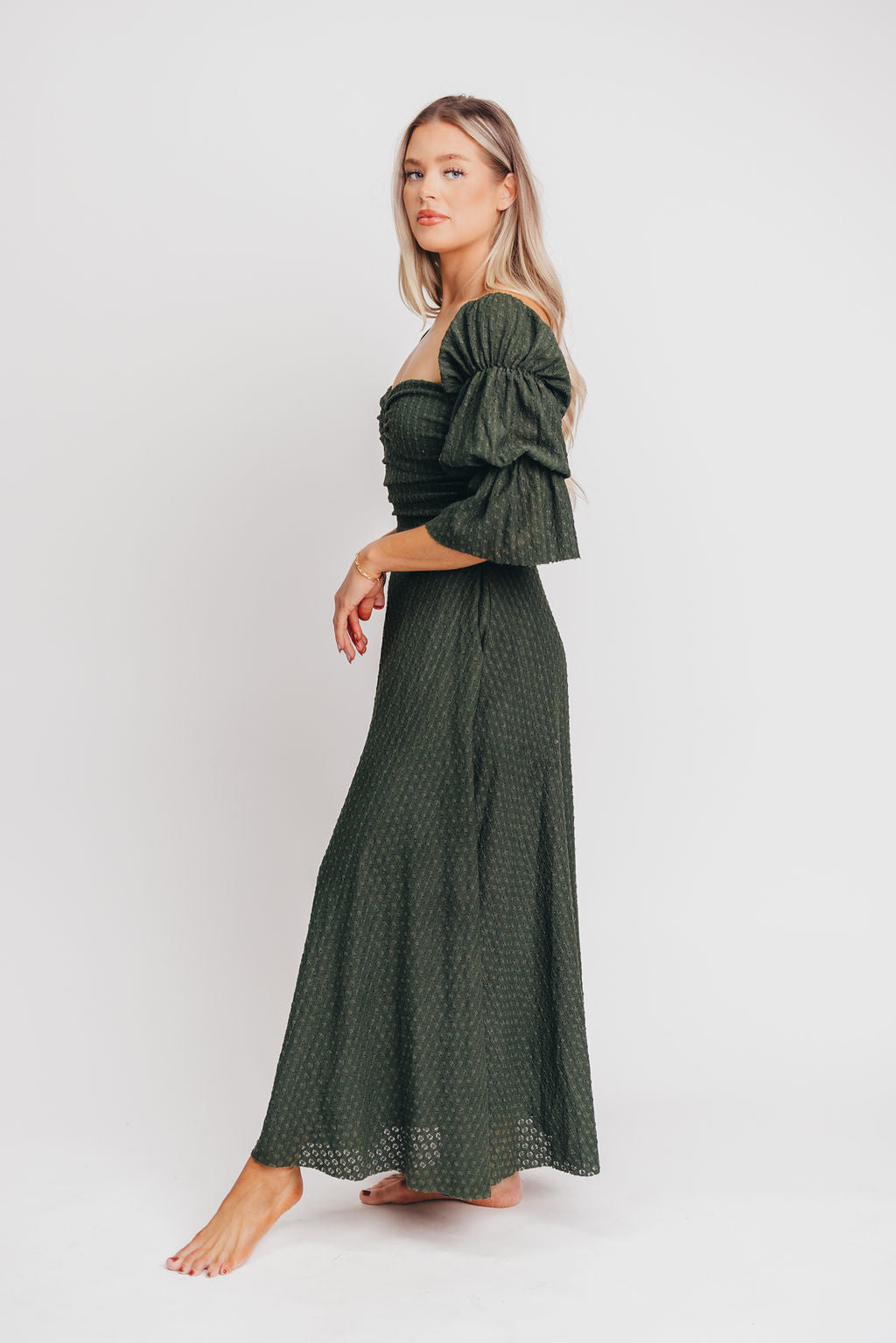 Corrine Tiered Sleeve Maxi Dress with Pockets in Hunter Green - Bump Friendly *Pre-Order Dec 7* Fasting Selling Dress of the Season - Last Restock