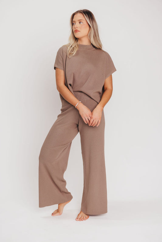 Tripp Knit Top and Pant Set in Mocha