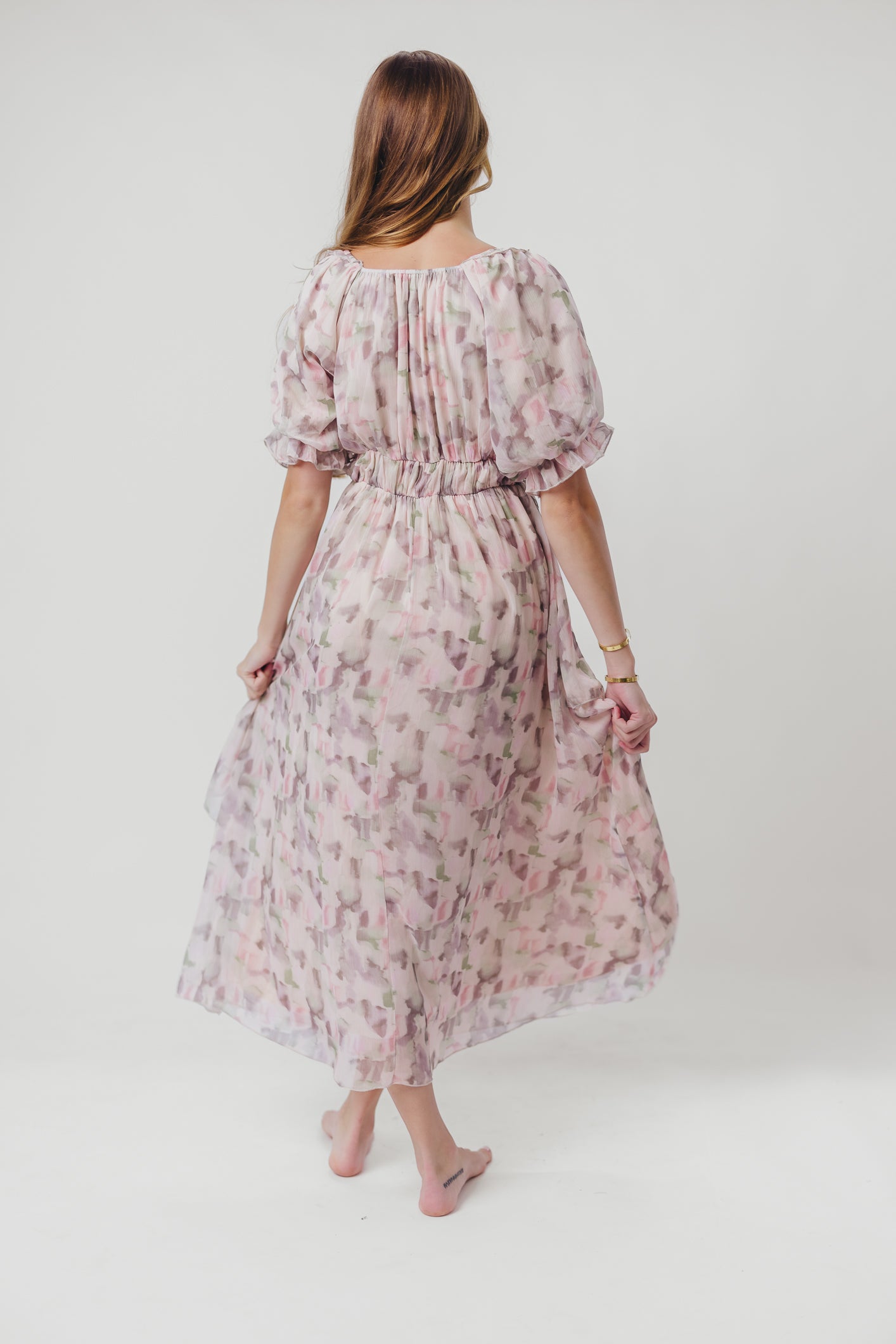 Mandy Tiered Midi Dress in Cream Multicolor - Inclusive Sizes (S-3X)