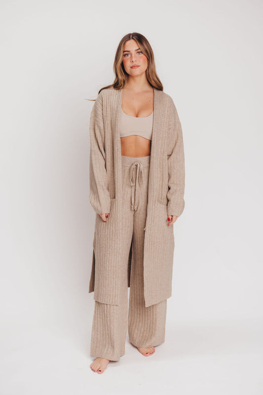 Jaxon Rib Knit Cardigan in Oatmeal
