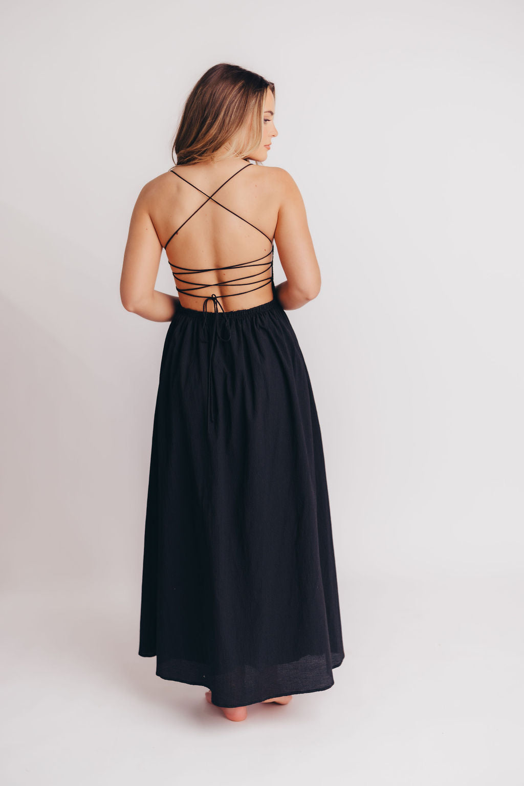 Serendipity Tie Back Maxi Dress in Black