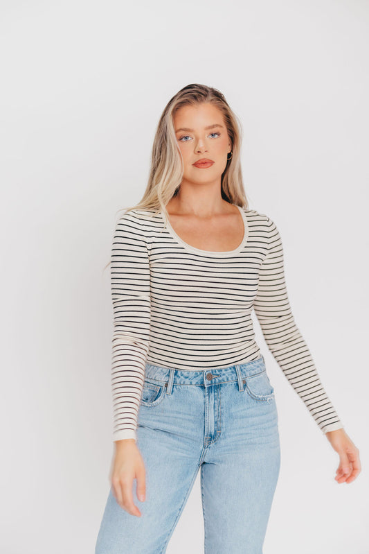 Wendy Striped Long Sleeve Knit Top in Black/White