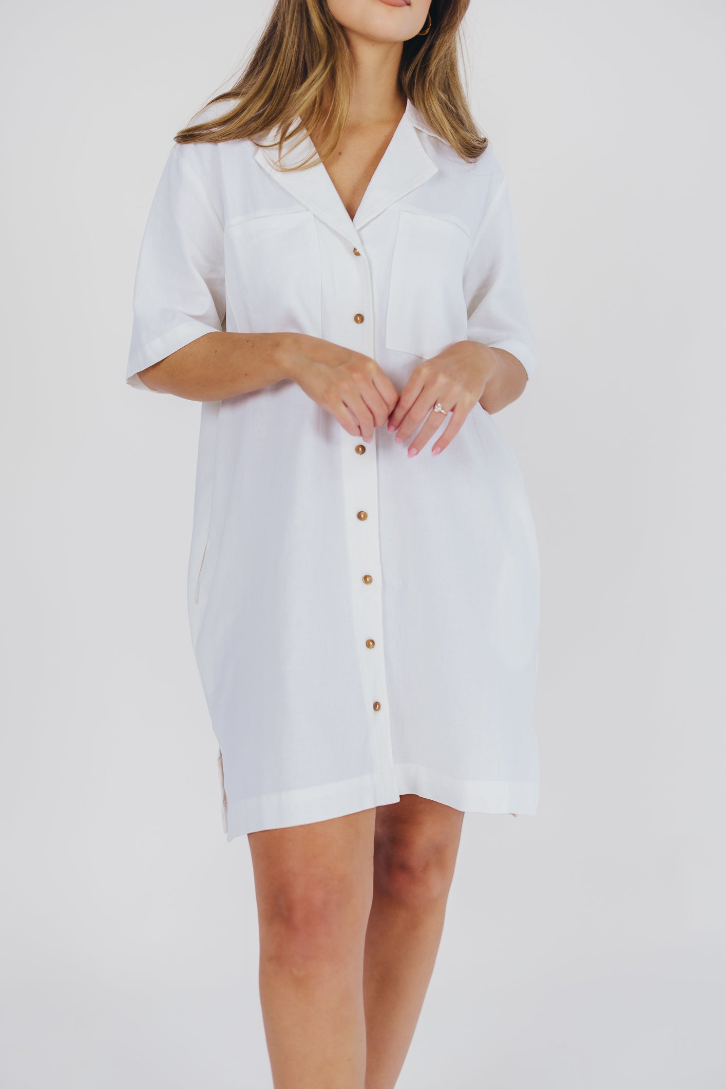 Kristen Button-Up Shirt Dress in Cotton - Nursing Friendly