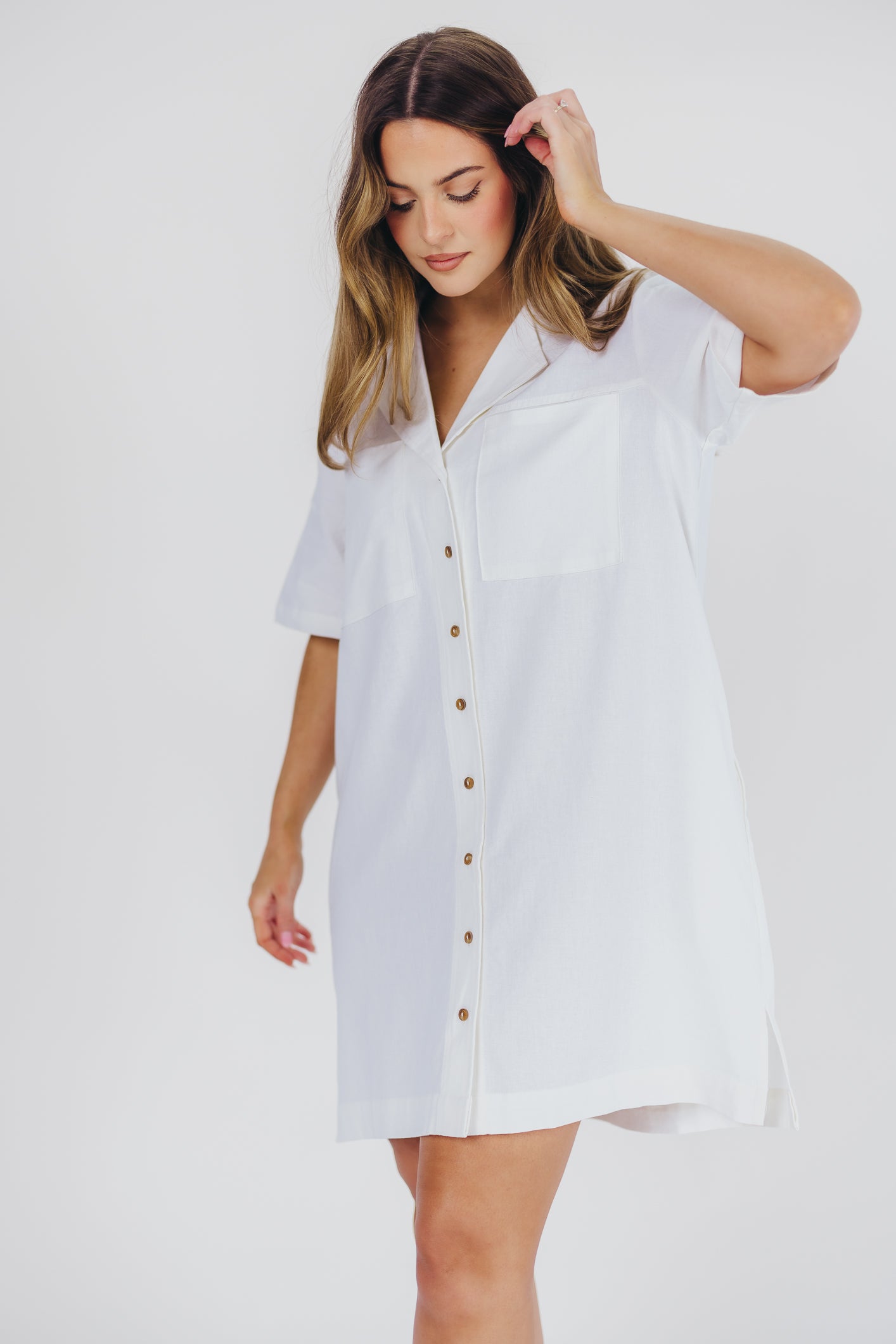 Kristen Button-Up Shirt Dress in Cotton - Nursing Friendly