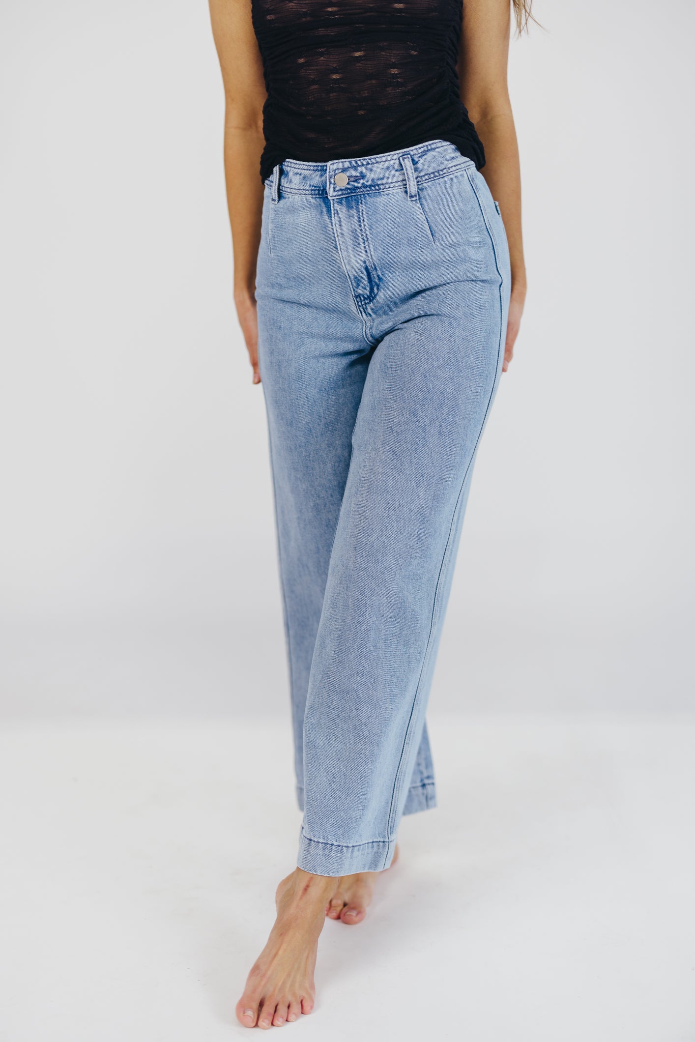 Ina Washed Denim Cropped Pants