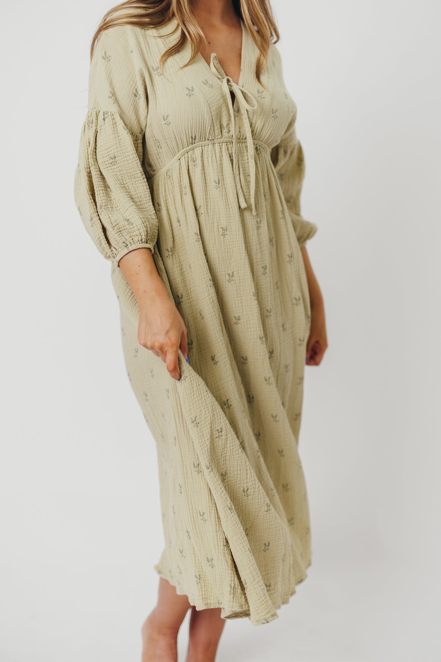 Hunter 100% Cotton Midi Dress in Ivory - Bump Friendly