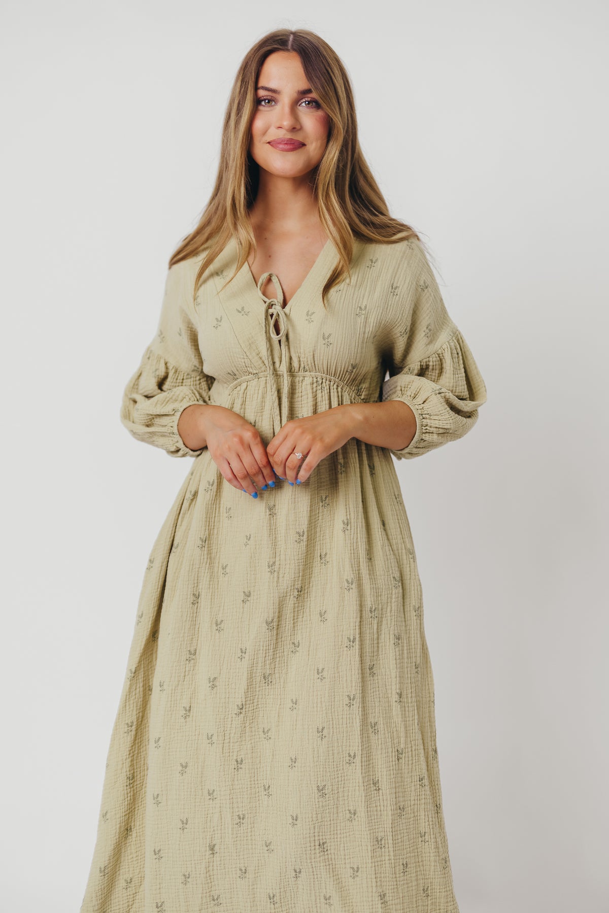 Josie 100% Cotton Maxi Dress in Dry Thyme - Bump & Nursing Friendly *Final-Sale*