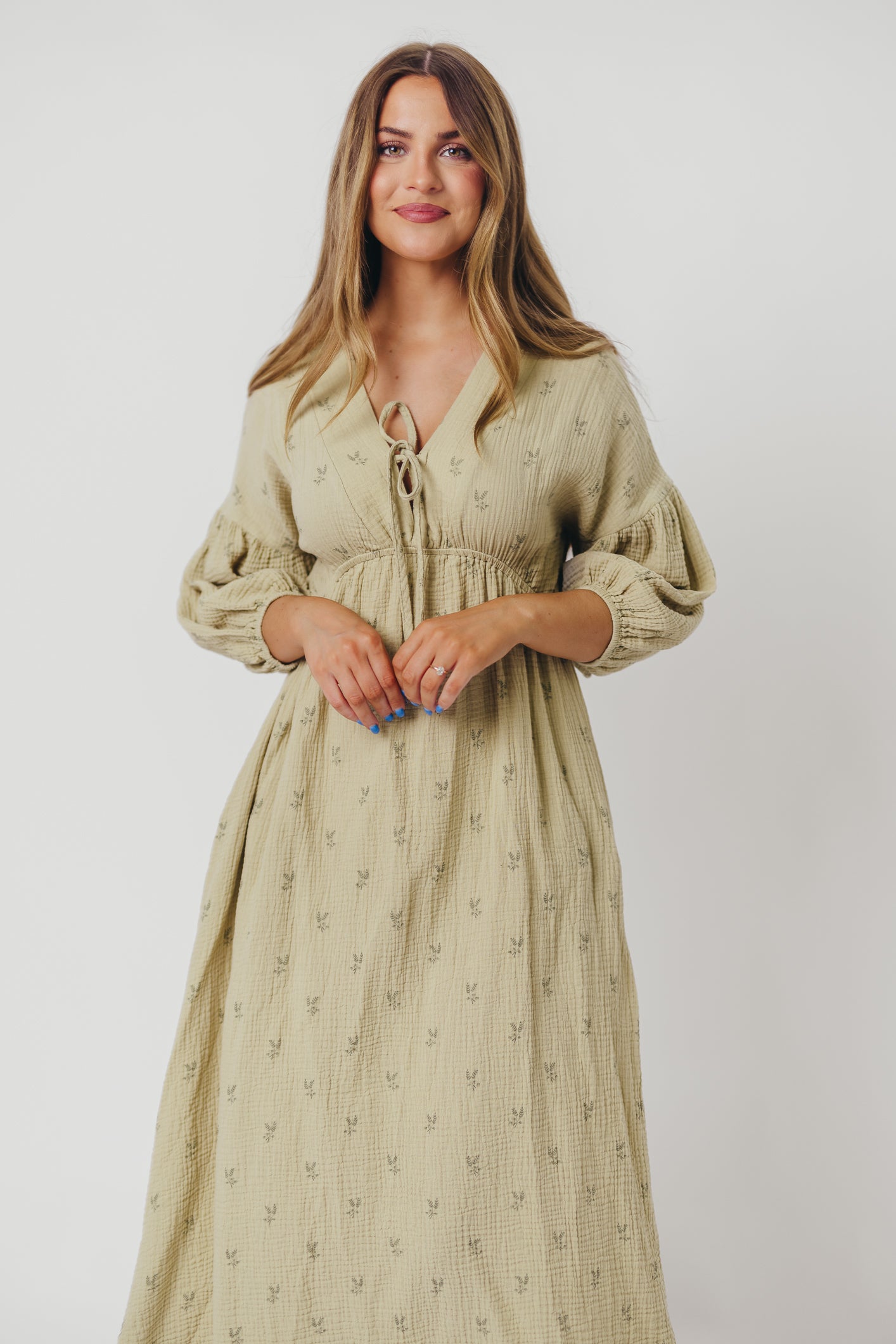 Hunter 100% Cotton Midi Dress in Aqua Plaid (Lined) - Bump Friendly