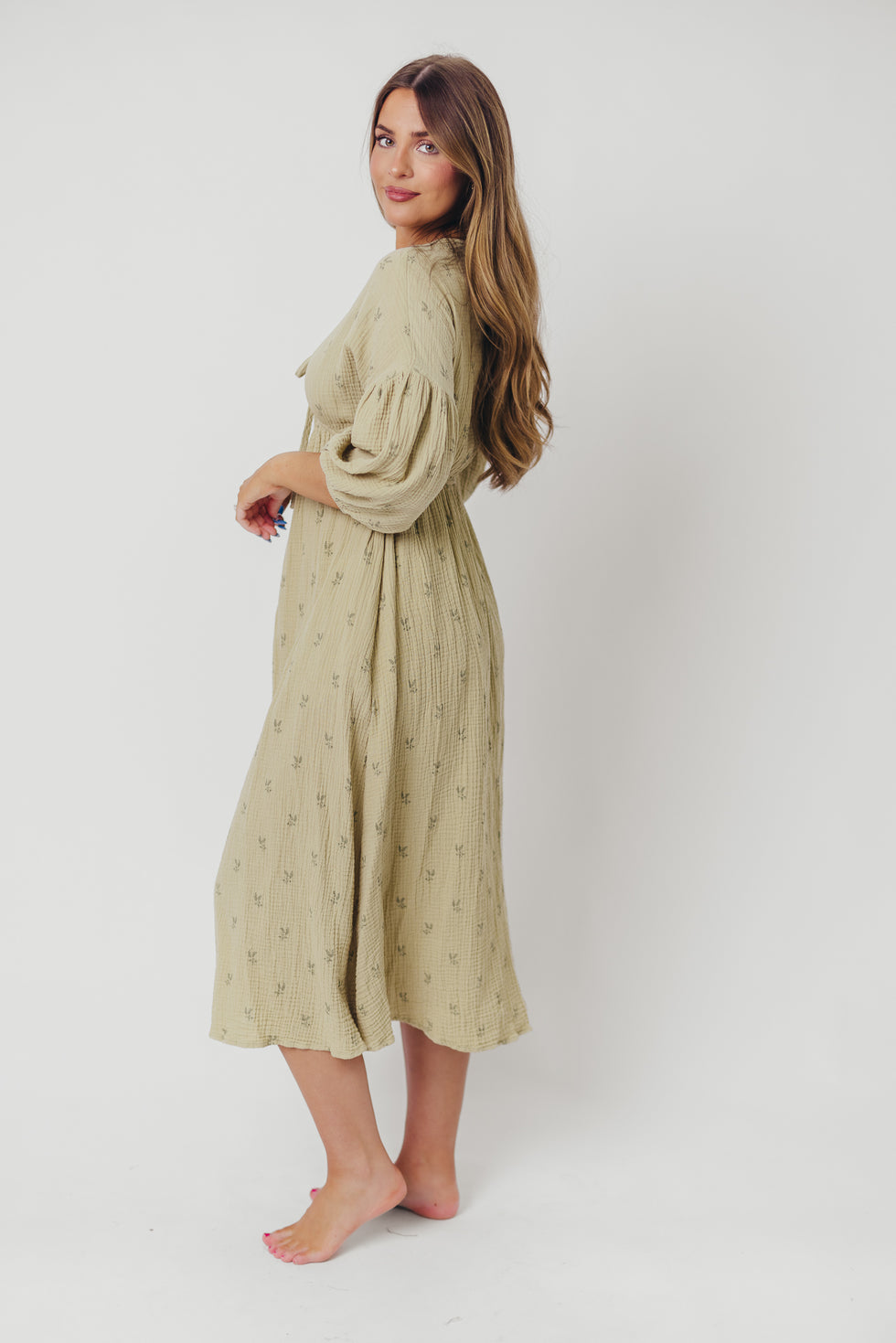 Hunter 100% Cotton Midi Dress in Wisteria Plaid (Lined) - Bump Friendly