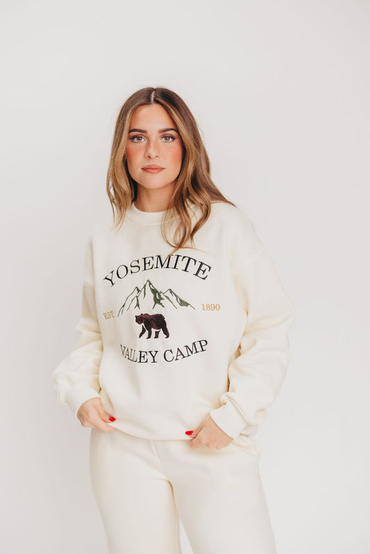 Yosemite Embroidered Pullover in Cream