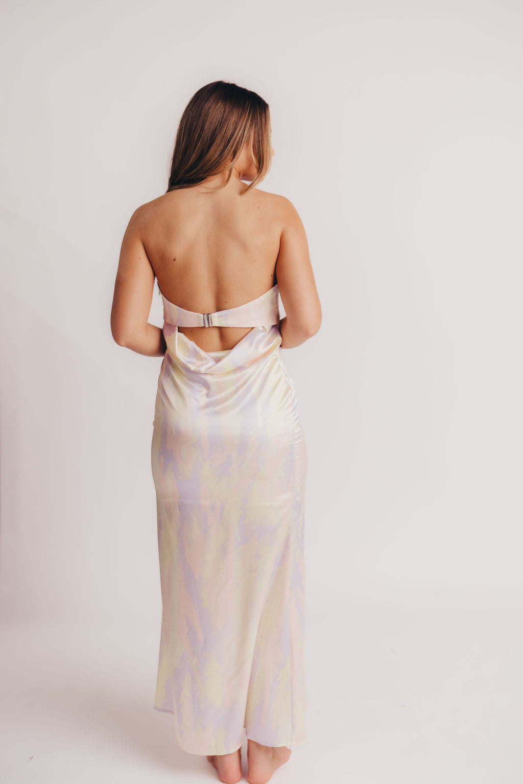 Disco Strapless Slip Dress with Back Clasp in Pastel