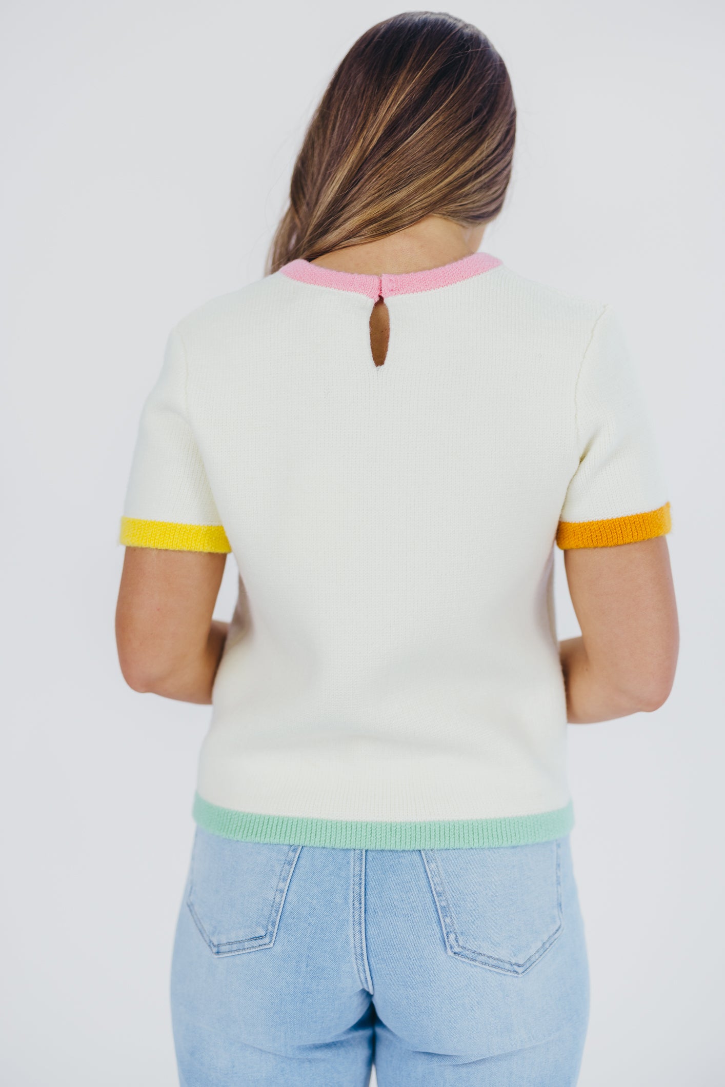 Lillian Color-Block Sweater Top in Ivory (XS-L)