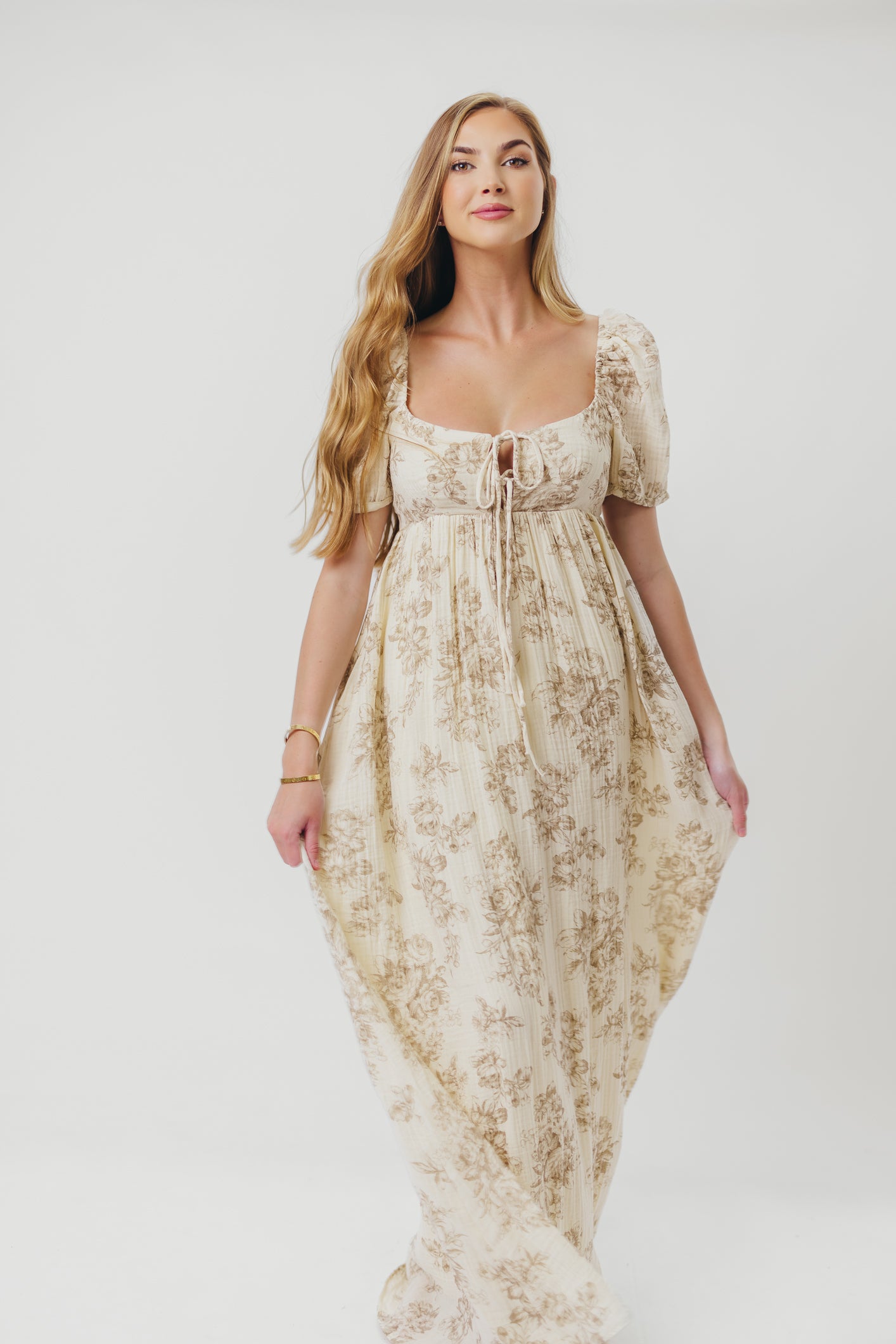 Worth Collective Haven 100 Cotton Tie Front Maxi Dress