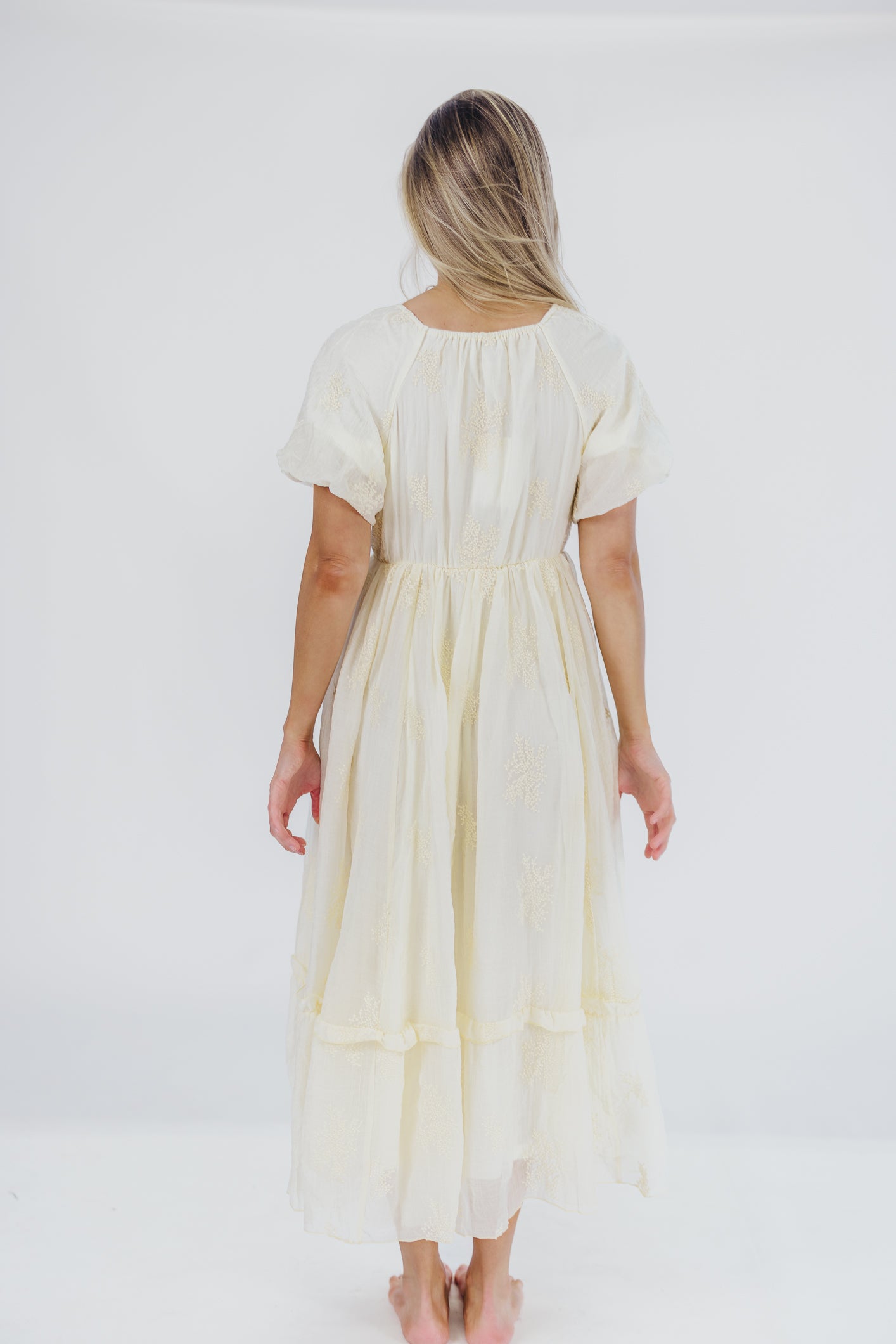 Hallie Embroidered Maxi Dress in Cream - Bump Friendly & Inclusive Sizing (S-3XL)