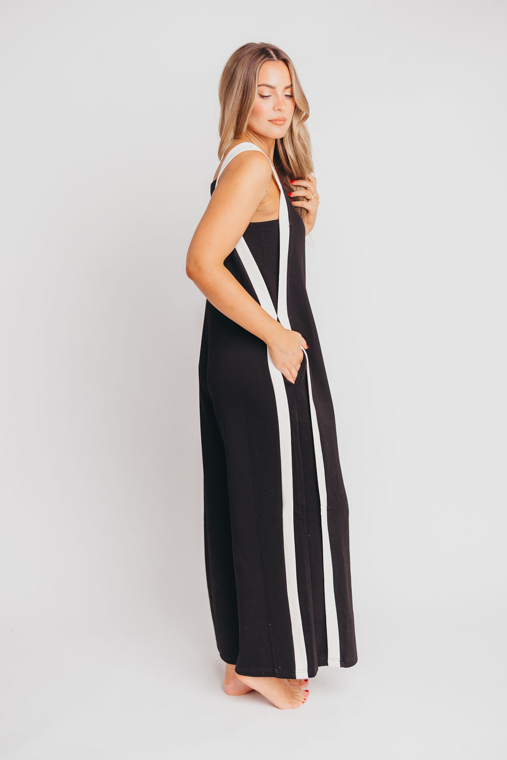 Vanna Premium Scuba Modal Contrast Stripe Jumpsuit