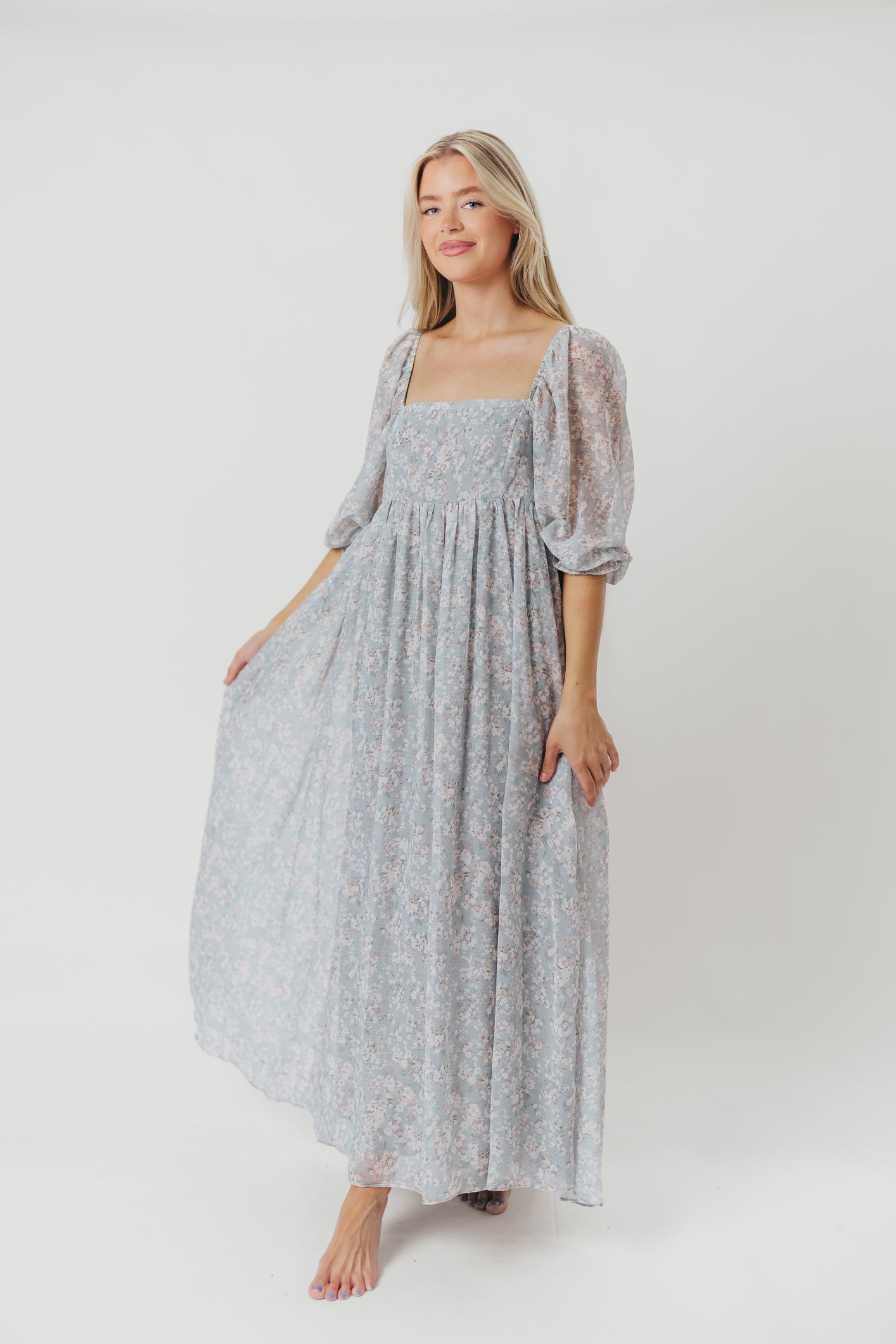 *New* Mona Maxi Dress with Smocking in Sage Green Floral - Bump Friendly & Inclusive Sizing (S-3XL)