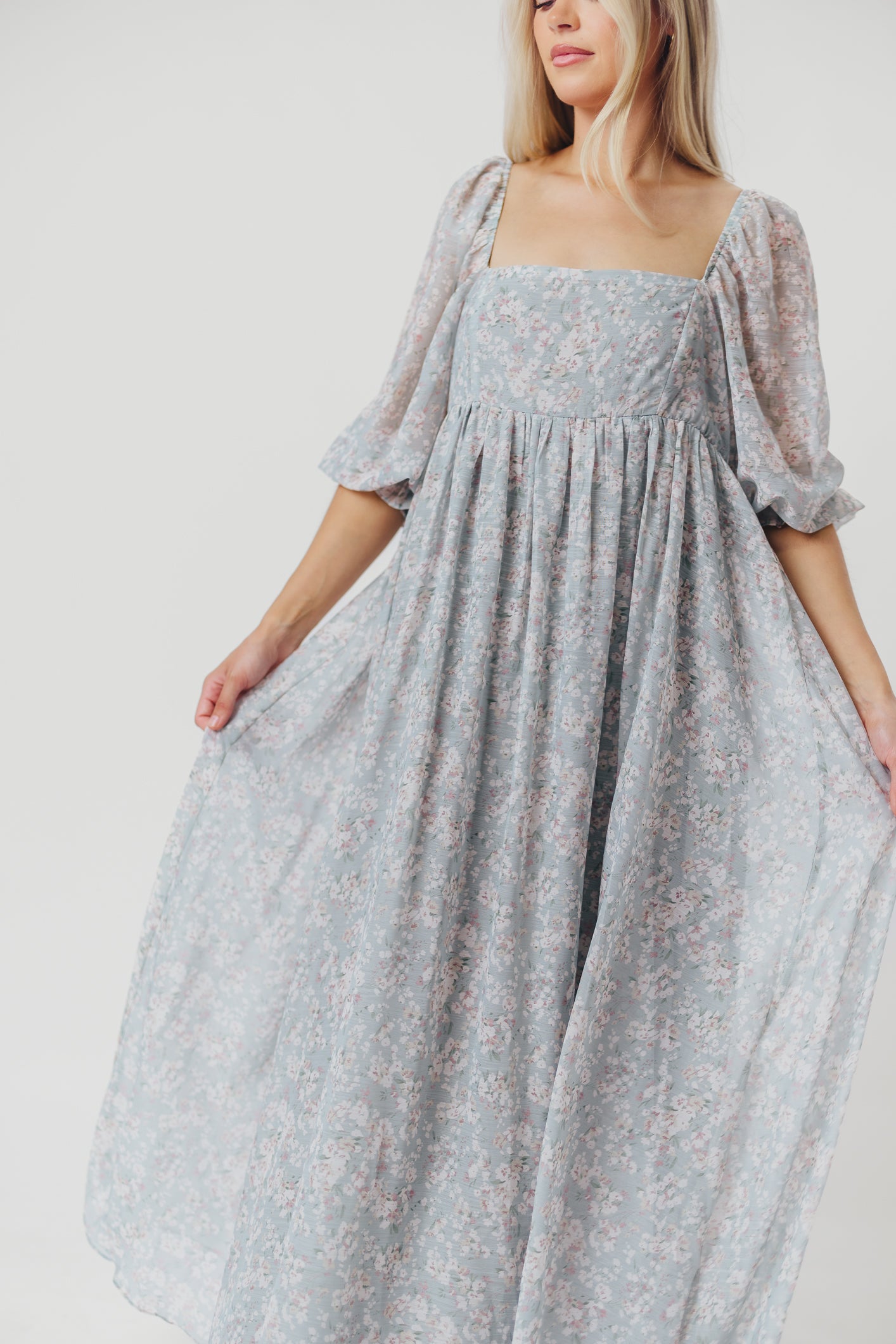 *New* Mona Maxi Dress with Smocking in Sage Green Floral - Bump Friendly & Inclusive Sizing (S-3XL)