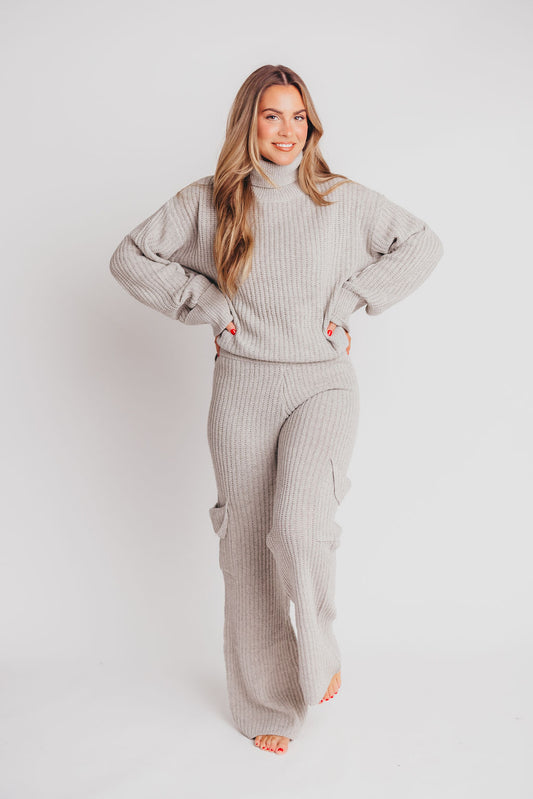 Zoey Cargo Sweater Lounge Set in Grey