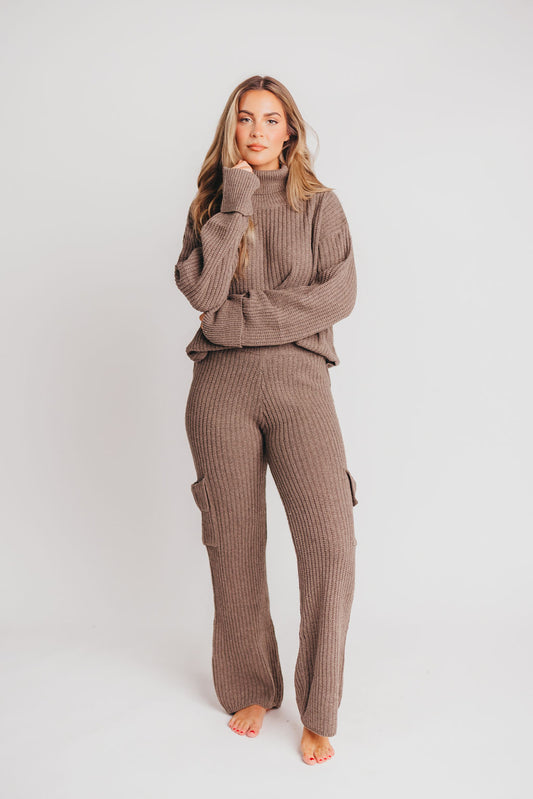 Zoey Cargo Sweater Lounge Set in Taupe