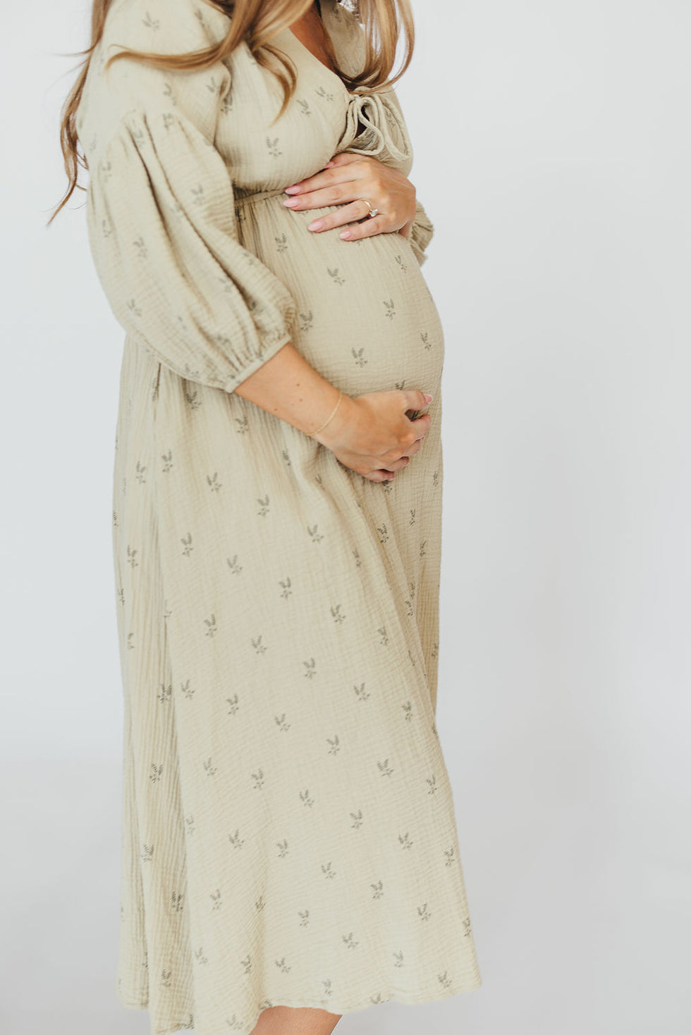 Hunter 100% Cotton Midi Dress in Rose Foliage - Bump Friendly