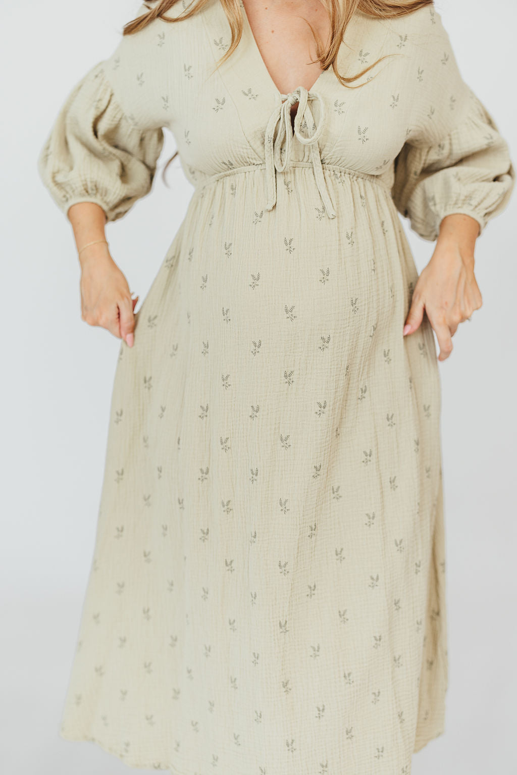 Hunter 100% Cotton Midi Dress in Blue - Bump Friendly