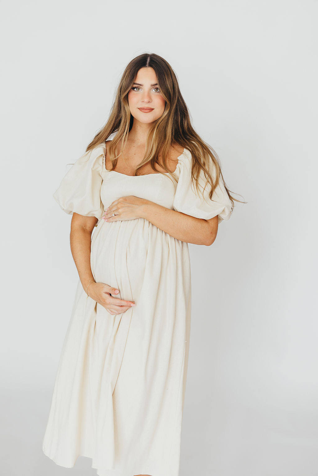Hamilton Midi Dress in Ivory - Bump Friendly