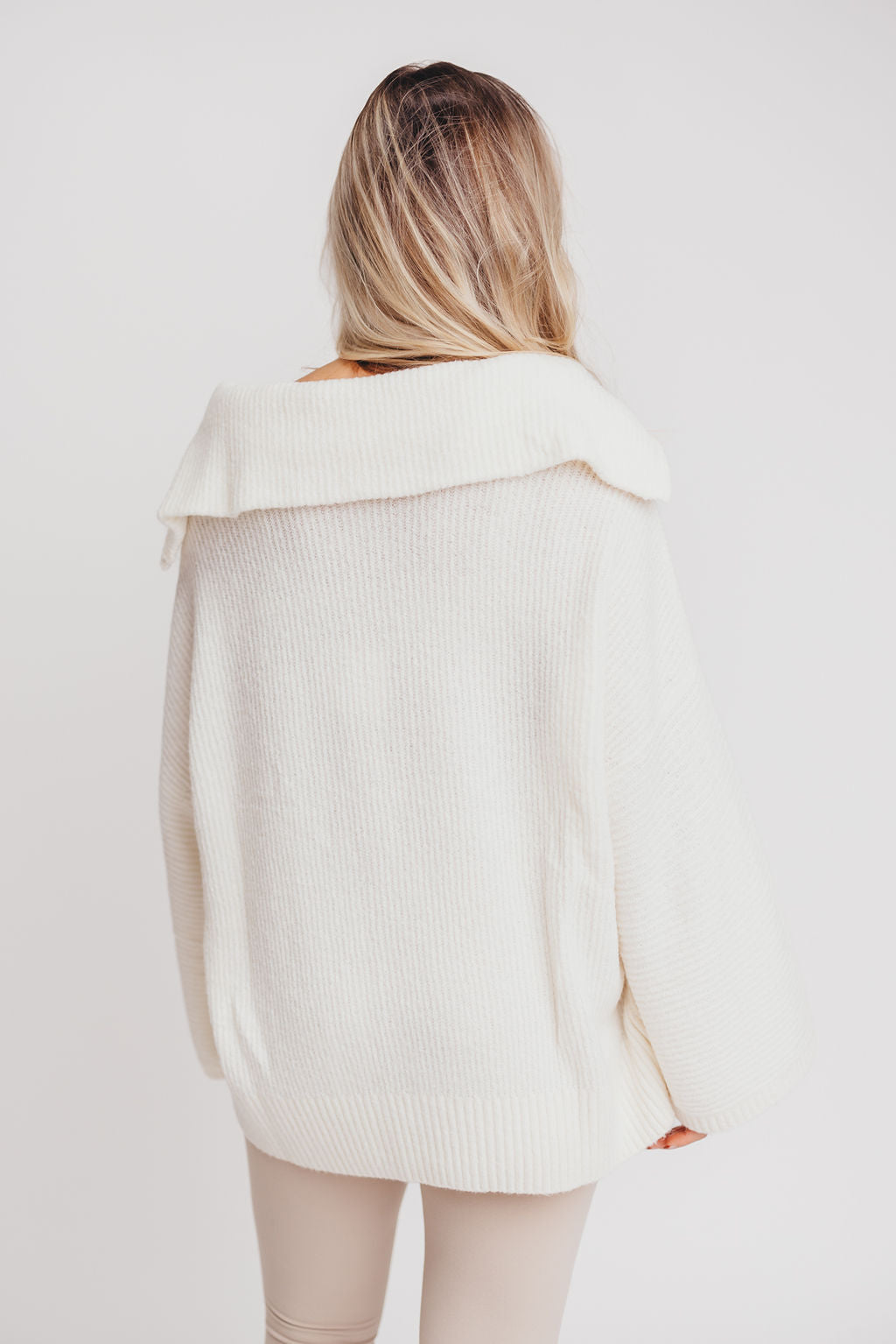 Rylee Oversized Half-Zip Sweater in Cream